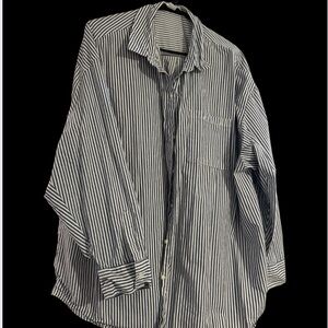 Classic Navy and White Striped Women’s Boyfriend Shirt